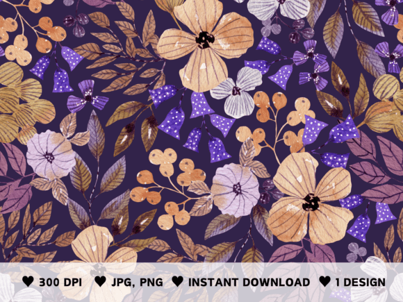 Download Watercolor Floral Dark Pattern - Premium Resources