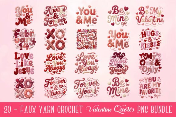 Download Faux Yarn Crochet Valentine PNG Bundle - Yarn crochet valentine png Collection
